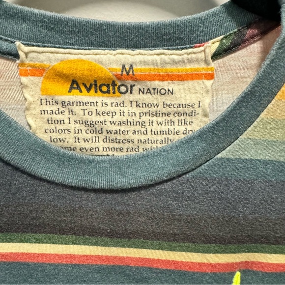 Aviator Nation Serape Bolt Embroidery Long Sleeve Boyfriend Tee - Picture 2 of 4